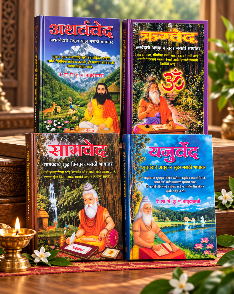 चारही वेदांचा मराठी अनुवाद संच – ऋग्वेद, यजुर्वेद, सामवेद आणि अथर्ववेद या चार वैदिक ग्रंथांचा कॉम्बो सेट