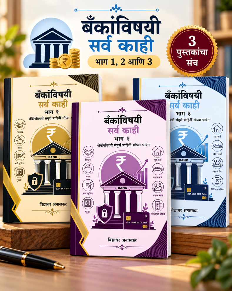 बँकांविषयी सर्व काही भाग १, २ आणि ३ कॉम्बो सेट – विद्याधर अनास्कर यांची मराठी Banking and Finance पुस्तकांची मालिका